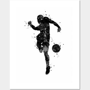 Soccer Boy Player Black and White Posters and Art